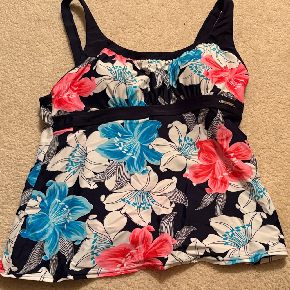 ZeroXposur Floral Bikini Top - Blue, Red, White